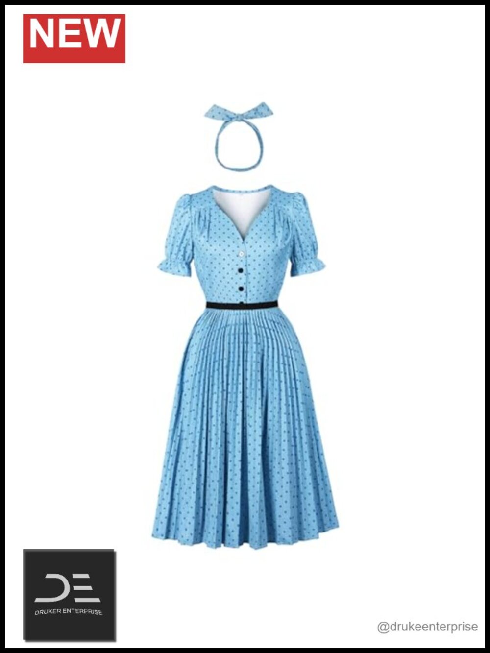 Women's Ruffle Puff Sleeve Vintage Polka Dot Dress